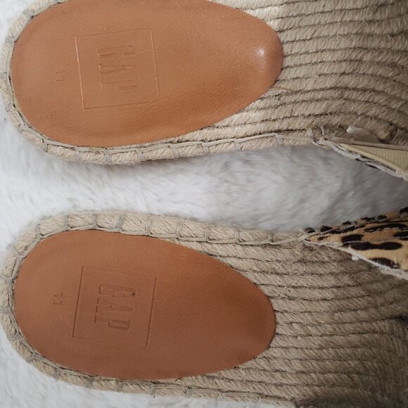 Gap Brown Leopard Hair on Hide Jute Sole Slip On Espadrille Size 11 - Picture 6 of 16